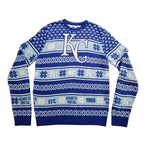 Kansas City Royals Camouflage Ugly Sweater Size Large MLB Snow Fair Isle Knit‎